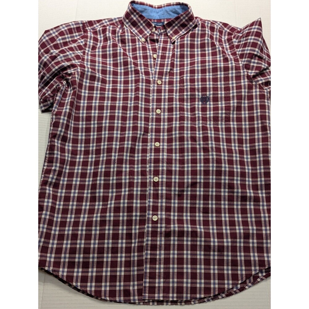 Chaps Easy Care Size M Mens red  Plaid Long Sleeve Button Down Collar Shirt